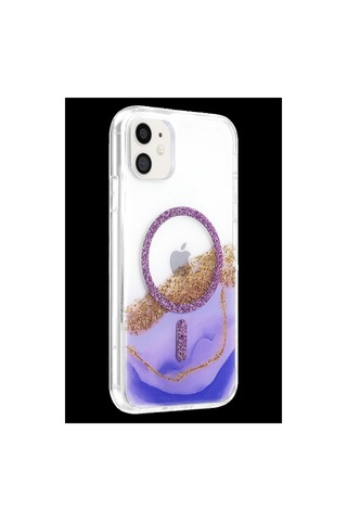 Onegif Apple İphone 11 Lotus Simli Magsafe Kapak - Mor