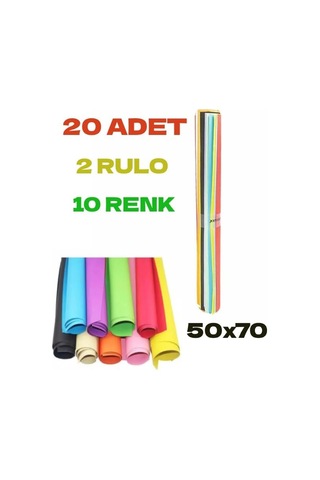 Nistabolje 20 Adet 50x70 Cm Fon Kartonu 10 Renk 2 Rulo Fon Kartonu Genel