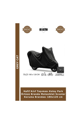 Hafif Kılıf Taşıması Kolay Park Örtüsü Branda Motosiklet Scooter Koruma Brandası 180x120 Cm