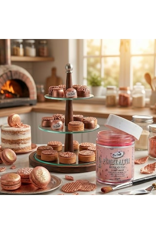 Metalik Toz Boya Rose Gold 10 Gr Yenilebilir Pasta Dekor Tozu