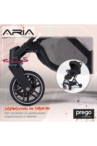Prego Aria Tek Elle Katlanır Kabin Boy Travel Sistem Bebek Arabası