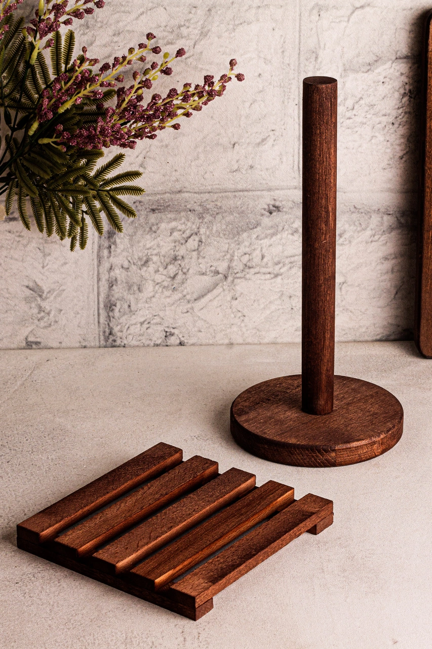 Snippy Peno - Sofra Mutfak Sunumluk Peçetelik Nihale 2'li Sofra Seti Mutfak Düzenleyici Kahverengi