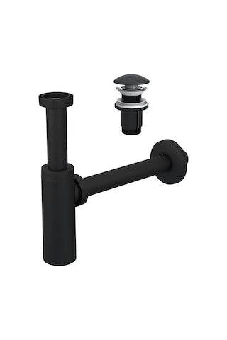 Suera Moon Ayarlanabilir Lavabo Sifonu + Elixir Pop-up Set Siyah - Taşma Deliksiz