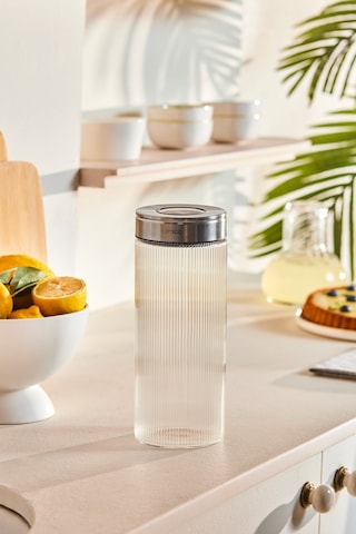 Karaca Ripple Inox Cam Saklama Kabı 1300 Ml Beyaz