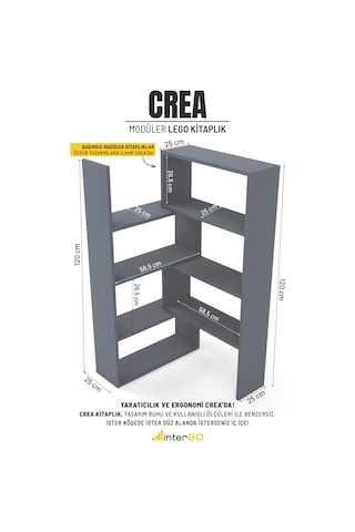 Crea Modüler Lego Kitaplık, Bağımsız Kitaplıklar Ahşap