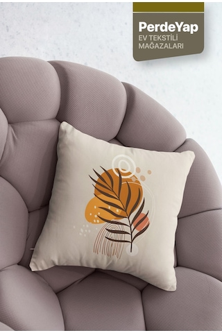 Bohem Duvar Tabloları Yapraklar Desenli 4lü Dijital Baskılı Kırlent Kılıfı 43 X 43 Cm Krem 044 Krem-hardal