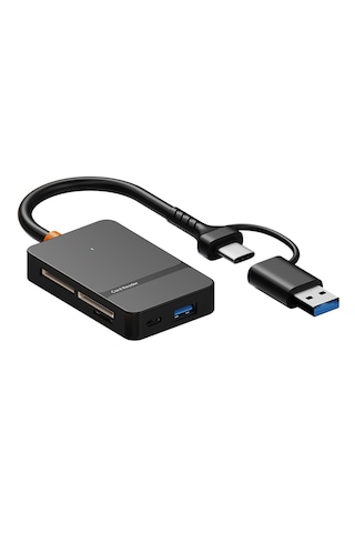 Forzacase FC874  8 İn1 USB-C + USB MS CF/ TF /SD DHC SDXC Kamera Kart Okuyucu