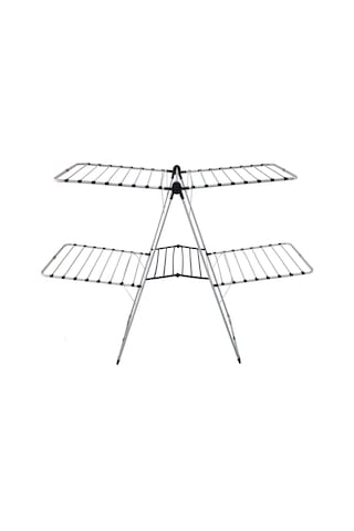 Çift Katlı Şık Ve Sağlam Paslanmaz Çamaşır Kurutmalığı Gri - Siyah