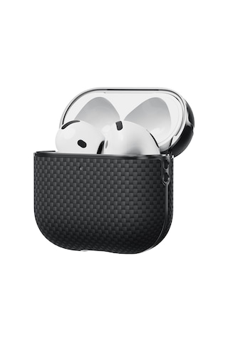Apple Uyumlu AirPods Pro 2 Kılıf 1500d Aramid Fiber Pitaka Ultra-slim Classic Serisi Black-grey Twill Siyah-gri