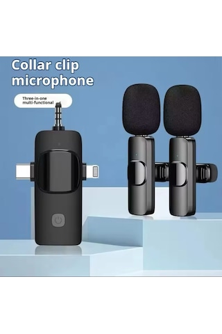 Lenovo Tab M11 Tb330fu Uyumlu İkili Kablosuz Yaka Mikrofonu 3.5mm Aux