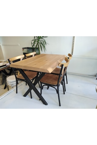 Bintaşmobilya 4 Kişilik Kütük Masa Tonet Sandalye Takımı 120X80.Cm