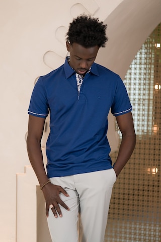 Paul Martin Regular Fit Yaka Garnili Pamuklu Polo Yaka T-shirt İndigo