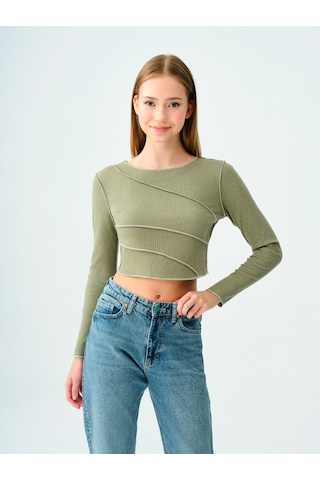 Slim Fit Kadın Top Koyu Yeşil