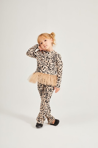 Kız Çocuk Leopar Desenli 2 Li Takım Tütü Detaylı Üst & Pantolon Leopar