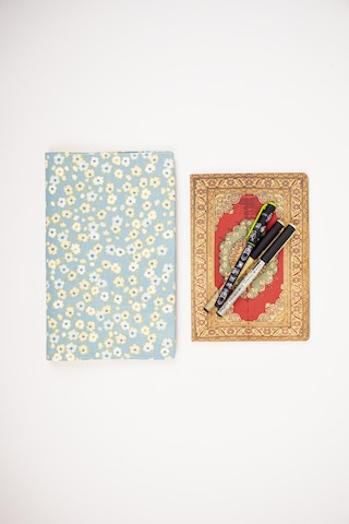 Kitap Kılıfı Kumaş Kitap Koruyucu A5 Defter Ve Kitap Uyumlu Turkuaz/ Çiçekli