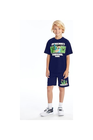 Erkek Çocuk Minecraft Şortlu Takım Lacivert