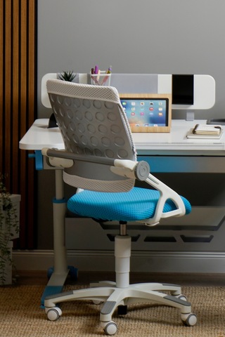 Creo Mobili Yükseklik Ve Sırt Ayarlı Sirius Çalışma Sandalyesi Ofis Ve Bilgisayar Koltuğu Beyaz/mavi Gri