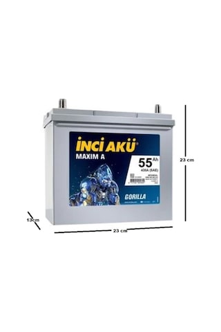 İnci 12V 55 Ah Dar Japon Tip Akü (Honda Cıvıc)