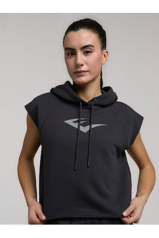 Everlast Ever Classics Wmn Füme Kadın Crop Kapüşonlu Kolsuz Sweatshirt Füme