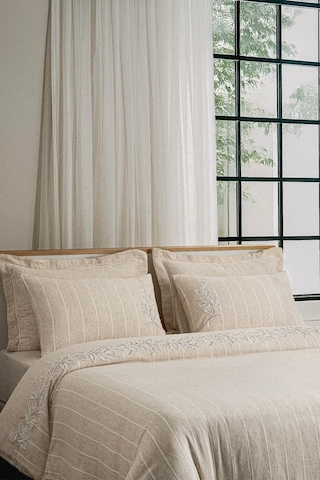 Ecocotton Samira Bej %100 Organik Pamuk Kenevir Çift Kişilik Nevresim Takımı Bej