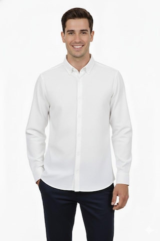 Advante Erkek Spor Slim Fit Uzun Kol Petek Fitilli Gömlek Bgl-st04824 Beyaz