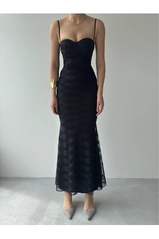 Kalıse İp Askılı Elbise Siyah