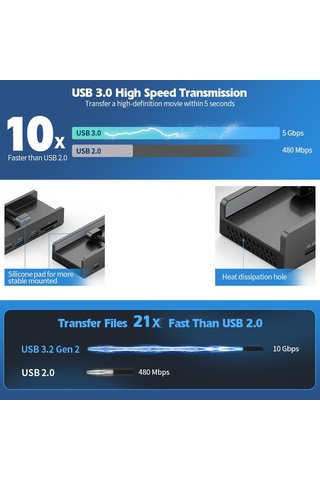 Sones Hcl-4a-pro Alüminyum Alaşımlı 4 Portlu Usb3.0 Kelepçe Hub'ı Siyah