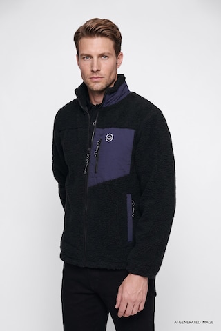 Wrangler Erkek Regular Fit Dik Yaka Tam Fermuarlı Cepli Sherpa Sweatshirt Polar Mont-w2620003 Siyah