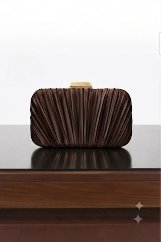 Zeyymoda Kahve Pilse Desenli Abiye Çanta Pile Desen Abiye Çanta Ve Clutch Portföy El Gece Düğün Nişan Abiye Çantası