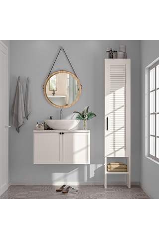 Dekorex Bny130-beyaz Panjur Kapaklı Metal Ayaklı Banyo Dolabı Sku: Smg8690010229038 Açık Gri
