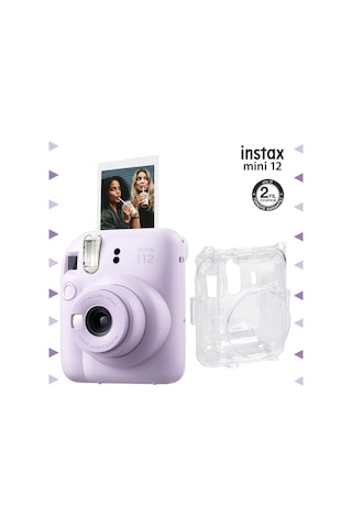 Fujifilm Instax Mini 12 Fotoğraf Makinesi + Şeffaf Kılıf Seti Lila