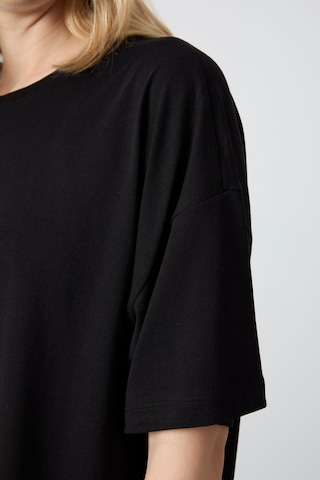 Tommy Life Siyah Penye Modal Yumuşak Tuşeli Oversize Fit Basic Kadın T-shirt- 97285 Siyah