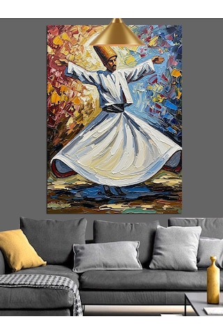 Dönen Dervişin Huzurlu Semah Gösterisi Dekoratif Kanvas - Mdf Ahşap Tablo