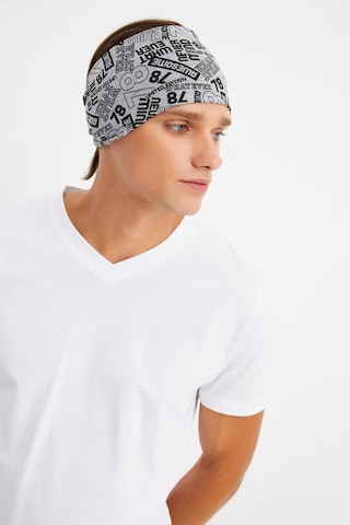 Erkek Pamuklu Penye, Kaymaz, Ultra Hafif, Spor Geniş Saç Bandı Bandana Buff - Tek Ebat / Gri Gri