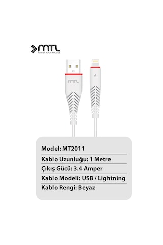 3.4a Usb To Lightning Apple Uyumlu iPhone Silikon Hızlı Şarj Ve Data Kablosu 1 Metre Mt2011