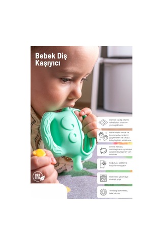 Açık Yeşil Bebek Silikon Diş Kaşıyıcı