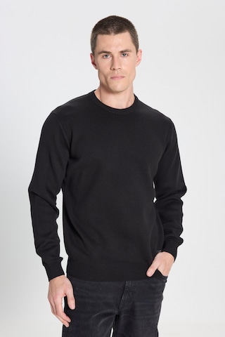 Regular Fit Normal Kesim Bisiklet Yaka Siyah Triko Kazak W242724001 Siyah