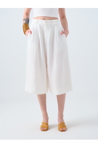 Culotte Fit Kadın Pantolon Ekru
