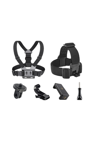 Gopro Aksiyon Kamera Ve Telefon İle Uyumlu Kafa Ve Göğüs Bandı Askı Seti Siyah