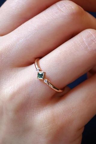 Diamine 0.02 Karat Pırlanta, 0.09 Multi Safir Minimal Yüzük