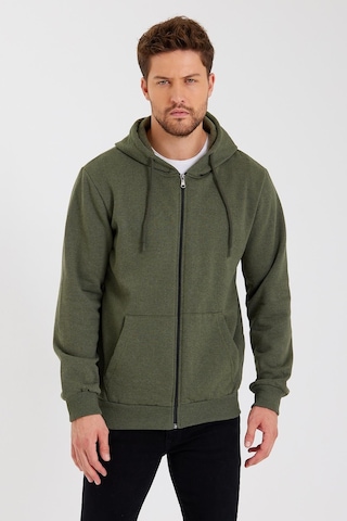 Comeor Kanguru Cepli Kapüşonlu Fermuarlı İçi Pamuklu Erkek Sweatshirt Haki 001 Haki