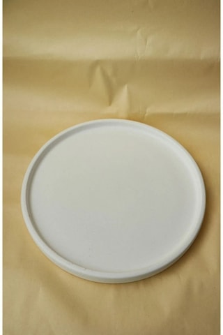 Dekoratif 24 Cm Yuvarlak Mum, Saksı Ve Takı Tabağı, Mumluk, Organizer Tabak, Kase, Tepsi - Beyaz