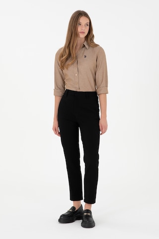 U.S. Polo Assn. Kadın Siyah Carrot Hight Waist Fit Kanvas Pantolon 50298544-VR046