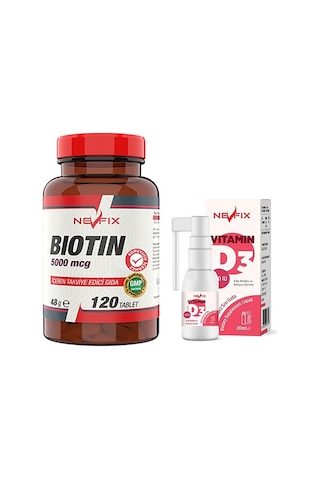 Nevfix Biotin 5000 Mcg 120 Tablet & Nevfix Vitamin D3 Sıvı Sprey