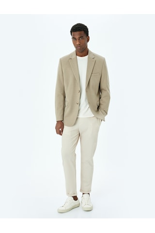 Koton Mono Yaka Uzun Kollu Düğmeli Klasik Slim Fit Blazer Ceket Bej 5sam50001hk Ekru