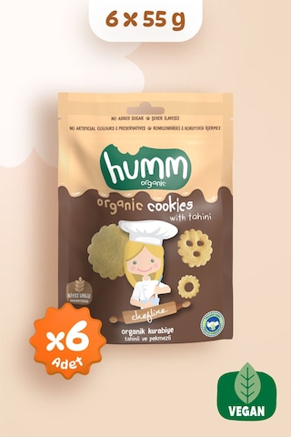 Humm Organic Organik Chefline Tahinli Pekmezli Vegan Kurabiye 6 x 55 G