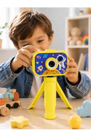 Çocuk Fotoğraf Makinesi Hd Video Kayıt Özellikli 2.0 İnç Ekranlı Type-c Şarjlı Dijital Kamera Çok Renkli