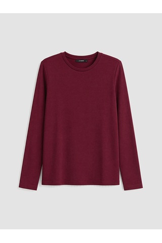 Lcw Petite Bordo Bisiklet Yaka Kadın Tişört
