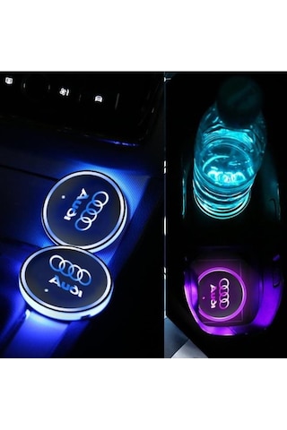 OtoÇizgi Audi Uyumlu Ledli Bardaklık Altı Usb Şarjlı 2 Adet OtoÇizgi