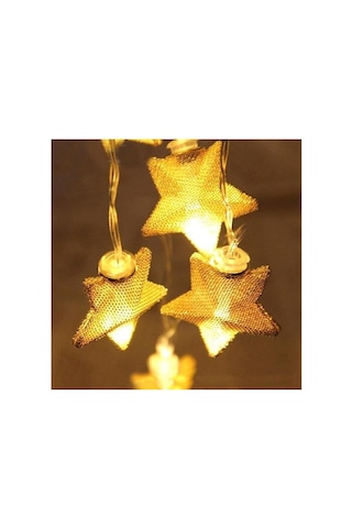 Yıldız Led Işık İp Tipi Dekoratif Örgü Tel Gold Renk 10lu 200cm